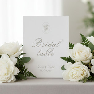 Ivory Floral Wedding Bridal Table Table Top Pedestal Sign