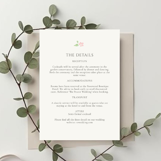 Ivory |  Floral Wedding Details Enclosure Card (Creator Uploaded)