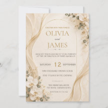 Ivory Floral Wedding Invitation