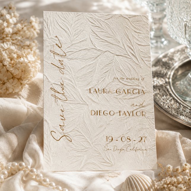 Ivory Floral Wedding Photo Save The Date (Creator Uploaded)
