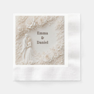 🤍 Ivory Floral Wedding Silhouette Frame🤍 Napkin