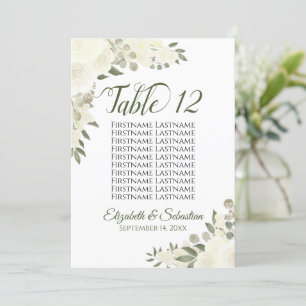 Ivory Floral Wedding Table Number & Names Large