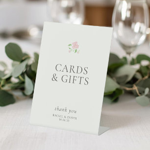 Ivory   Floral  Wedding Table Top Pedestal Sign