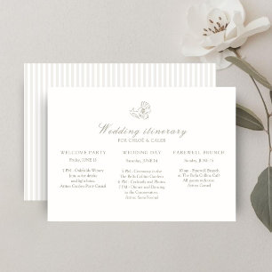 Ivory   Floral Wedding Weekend Itinerary Timeline Invitation