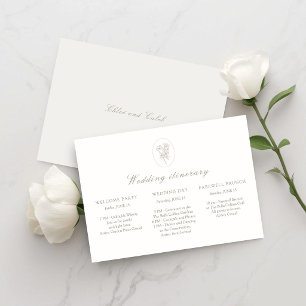 Ivory Floral Wedding Weekend Itinerary Timeline Invitation