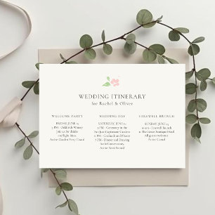 Ivory   Floral Wedding Weekend Itinerary Timeline Invitation