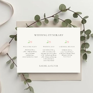 Ivory   Floral Wedding Weekend Itinerary Timeline Invitation