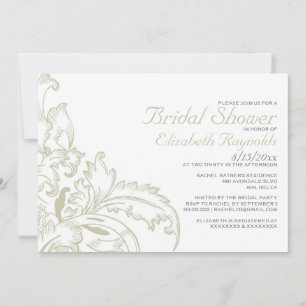 Ivory Flourish Bridal Shower Invitations