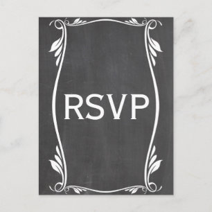 Ivory Flourish Chalkboard RSVP Postcard