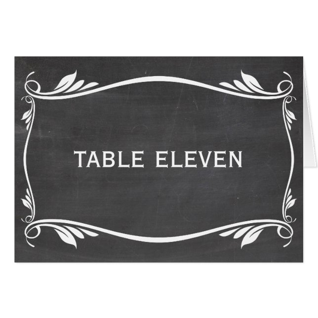 Ivory Flourish Chalkboard Table Number Card (Front Horizontal)