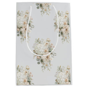 Ivory Flower Arrangements Sticker – Elegant Floral Medium Gift Bag