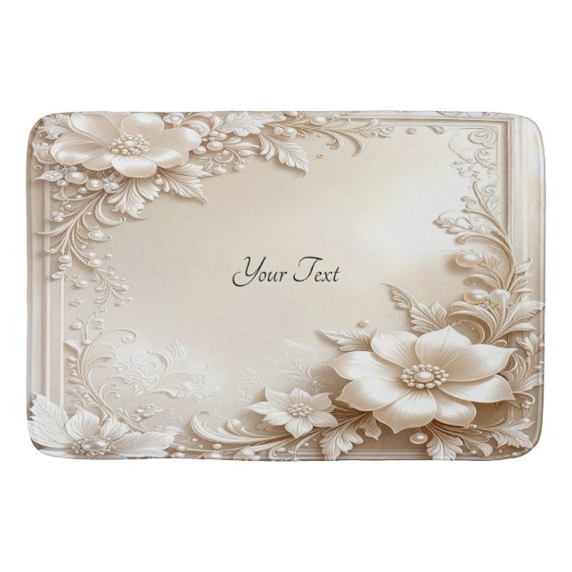 Ivory Flowers Bath Mat (Front)