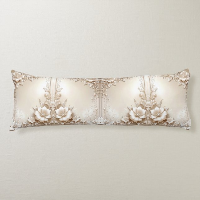 Ivory Flowers Body Pillow (Front)