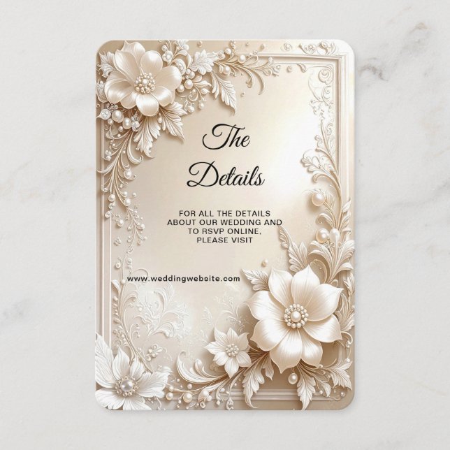 Ivory Flowers Detail Enclosure Card (Front)