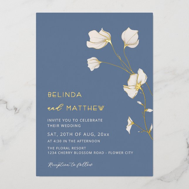 Ivory Flowers Dusty Blue Casual Wedding (Front)