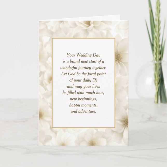 Ivory Flowers for Wedding with Religious Text Card (Front)
