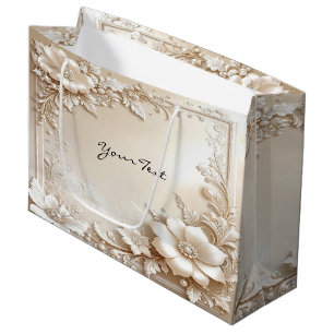Ivory Flowers Gift Bag