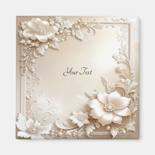 Ivory Flowers Magnet