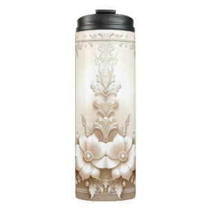 Ivory Flowers Thermal Tumbler