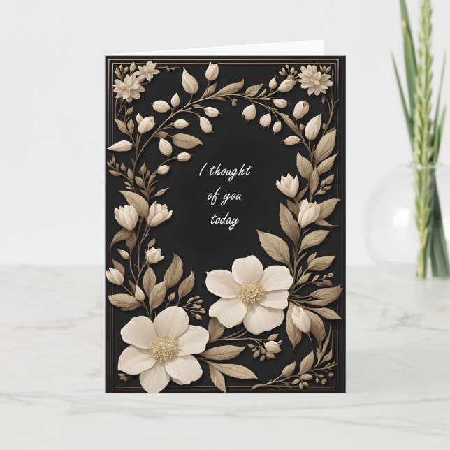 Ivory Flowers Thinking of You Card (Front)