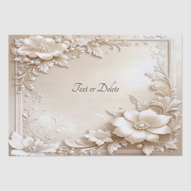 Ivory Flowers Tissue Paper (Front)