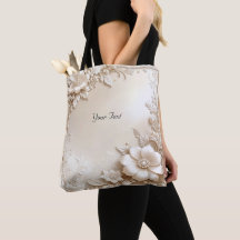 Ivory Flowers Tote Bag