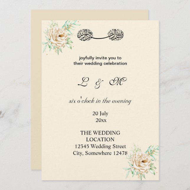 ivory formal simple monogrammed  (Front/Back)