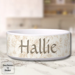 Ivory Garden Floral Pattern Design Dog Bowl