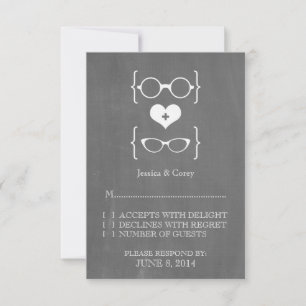 Ivory Geeky Glasses Chalkboard Response Card