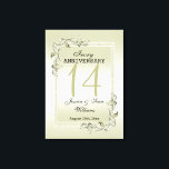 Ivory Gem & Glitter 14th Wedding Anniversary  Canvas Print<br><div class="desc">Glamourous and elegant posh 14th Ivory Wedding Anniversary canvas print with stylish ivory gem stone jewels corner decorations and matching coloured glitter border frame. A romantic design for your celebration. All text, font and font colour is fully customisable to meet your requirements. If you would like help to customise your...</div>