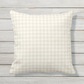 Ivory Gingham Pattern Outdoor Pillows