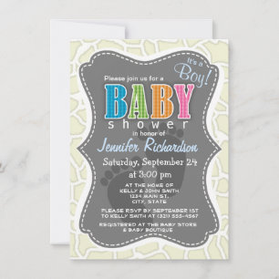 Ivory Giraffe Animal Print Invitation