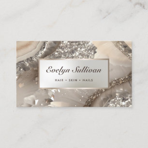 Ivory glitter foil marble business card