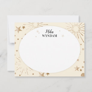 Ivory Glitter Stars and Fireworks Card