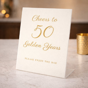 Ivory Gold 50th Anniversary Bar Sign Elegant Scrip