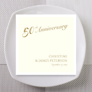 Ivory Gold 50th Anniversary Wedding Napkin