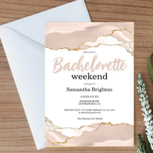 Ivory Gold Abstract Weekend Bachelorette  Invitation