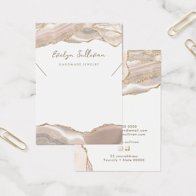 Ivory gold agate necklace display card (Office)