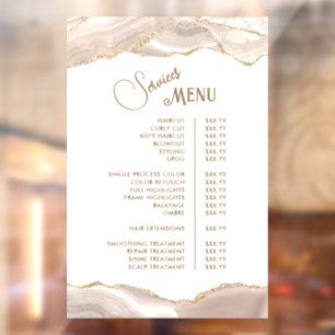 Ivory Gold Agate Services Menu