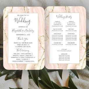 Ivory Gold Agate Wedding Program Hand Fan