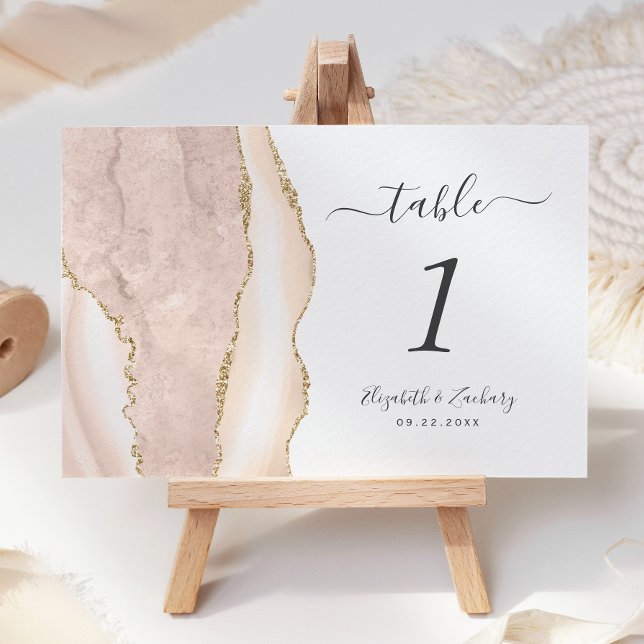 Ivory Gold Agate Wedding Table Number (Creator Uploaded)