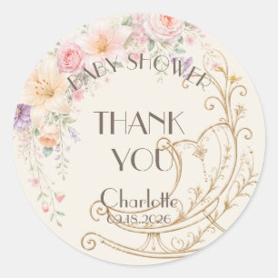 Ivory Gold Baby Shower Favour Sticker