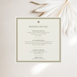 Ivory & Gold Border Wedding Details Enclosure Card
