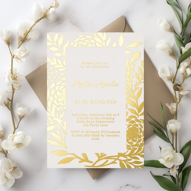 Ivory gold botanical luxury birthday (Creator Uploaded)