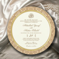 Ivory & Gold Damask Elegance Islamic Round wedding