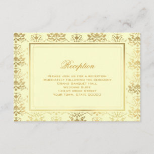 Ivory & Gold Damask Reception Info Card