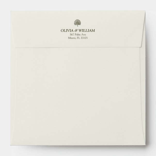 Ivory & Gold Double Border Square Wedding Envelope (Back (Top Flap))