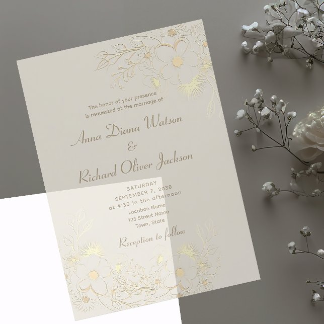 Ivory Gold Floral Acrylic Wedding Invitation (Creator Uploaded)