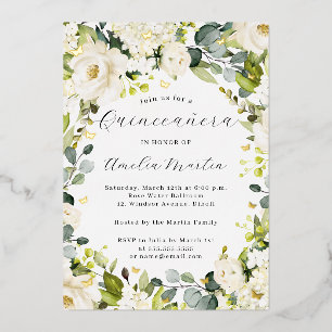 Ivory Gold Floral Butterfly Quinceanera  