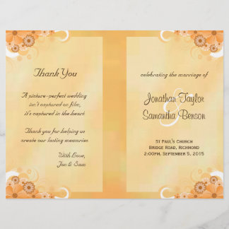 Ivory Gold Floral Elegant Bi-Fold Wedding Programs